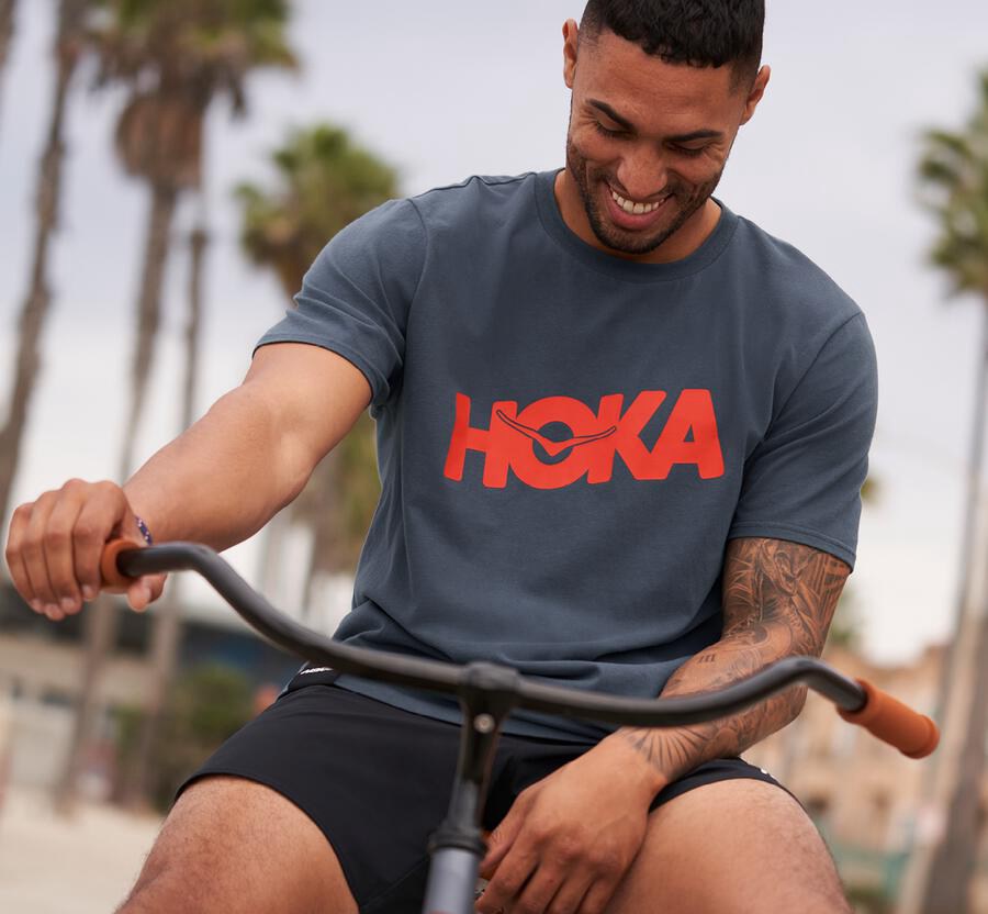 Hoka One One Tee Mens Blue - Brand - 70412XZGN